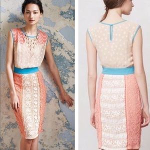 Anthropology Champagne and Strawberry Dress